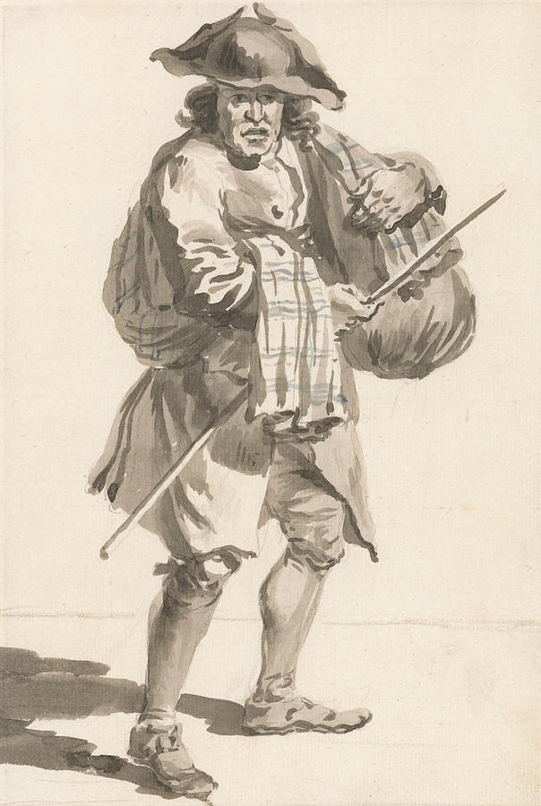 London Cries - A Man with a Bundle, Old Clothes Painting by Paul Sandby