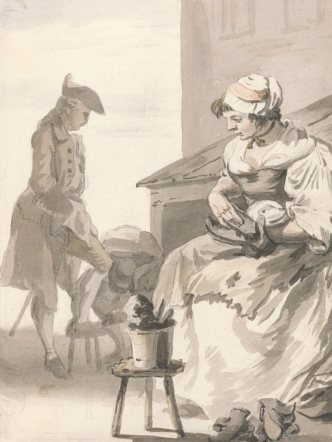 London Cries - Shoe Cleaner Drawing by Paul Sandby