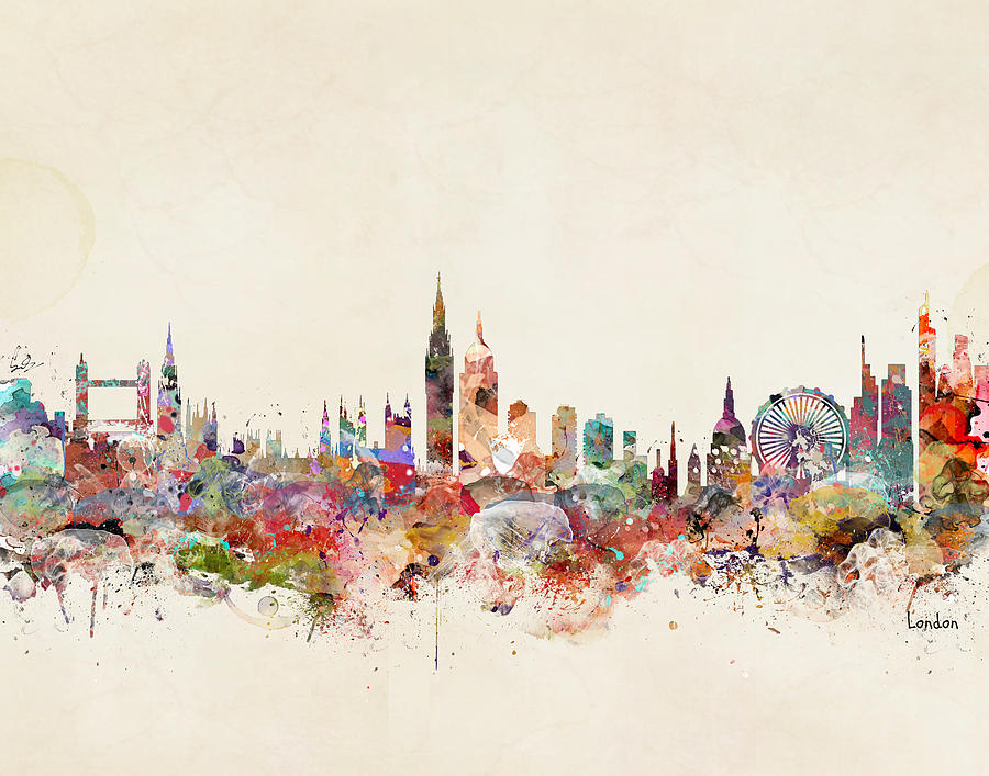 London England City Skyline Painting by Bri Buckley