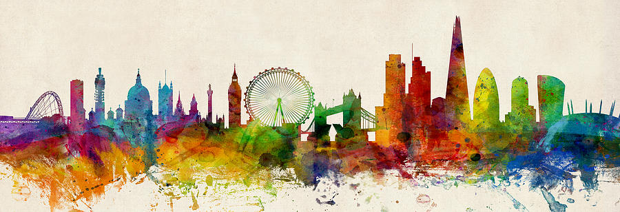 London England Skyline Panoramic Digital Art by Michael Tompsett