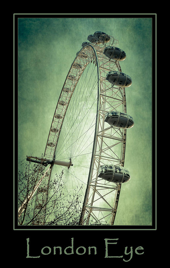 London Photograph - London Eye Green Poster by Joan Carroll