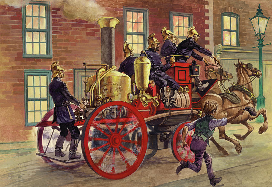 London fire engine of circa 1860 Painting by Peter Jackson