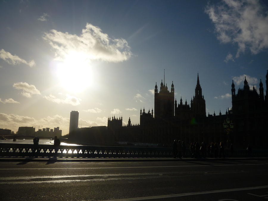 London Photograph - London-Houses of Parliment from South Bank of the Thames by Marilyn  Comparetto