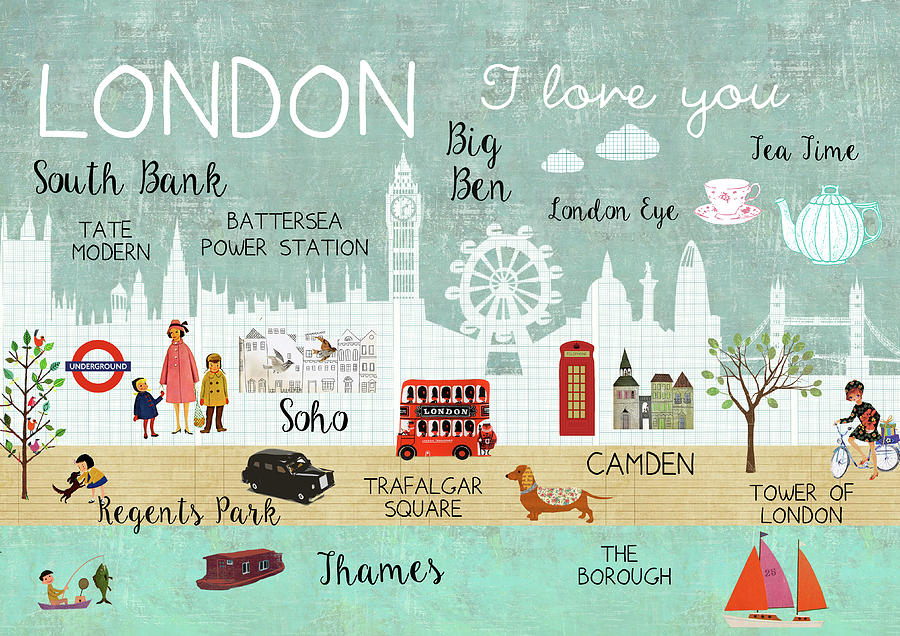 London I love you Mixed Media by Claudia Schoen