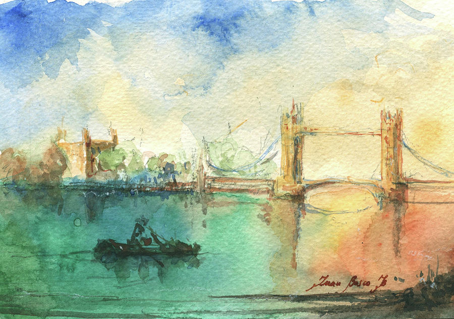 London Watercolor Painting - London by Juan Bosco