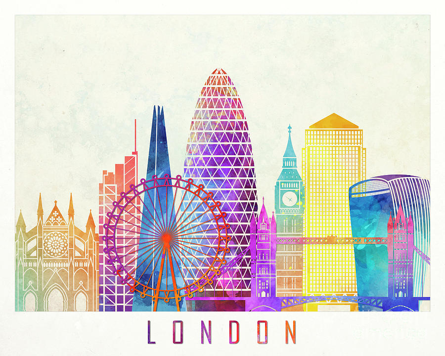 London landmarks watercolor poster Painting by Pablo Romero