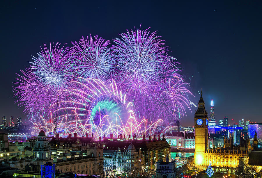 London New Year Fireworks Display Photograph by Stewart Marsden Fine