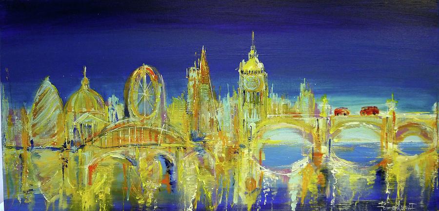 Big Ben Painting - London Night Scene Print by Irina Rumyantseva