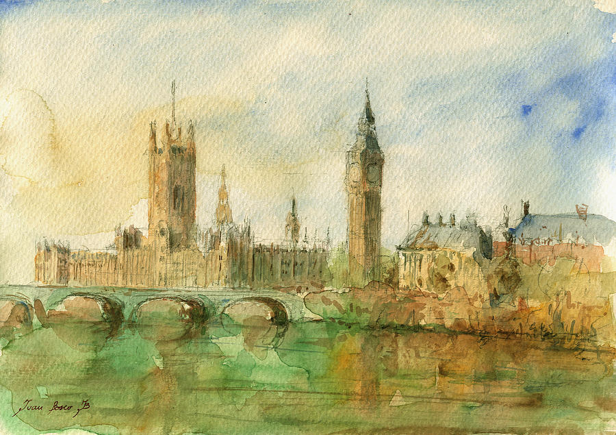 London Cityscape Painting - London parliament by Juan  Bosco
