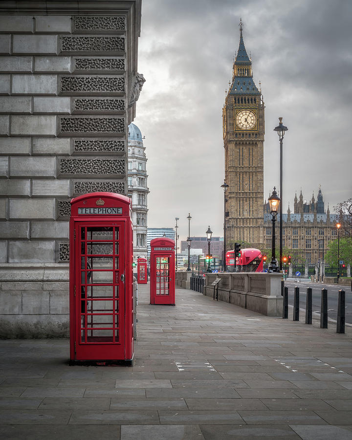 London Phone Booths and Big Ben Photograph by James Udall