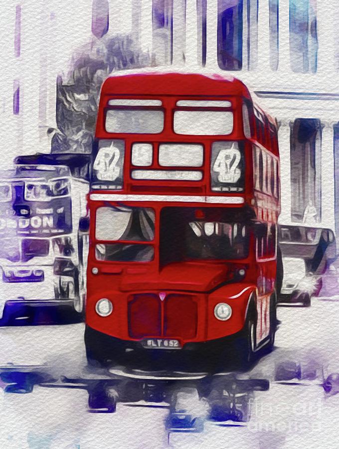London Red Bus Painting by Esoterica Art Agency | Fine Art America
