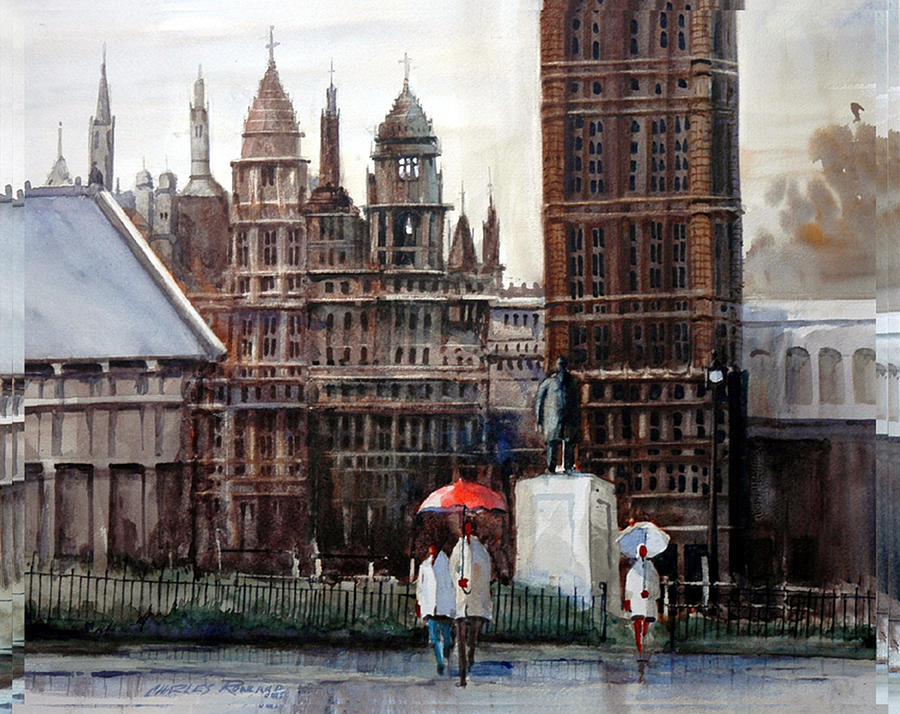 London Showers Painting by Charles Rowland