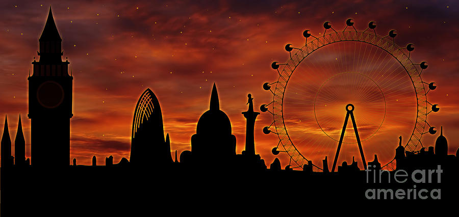 London skyline at dusk Digital Art by Michal Boubin