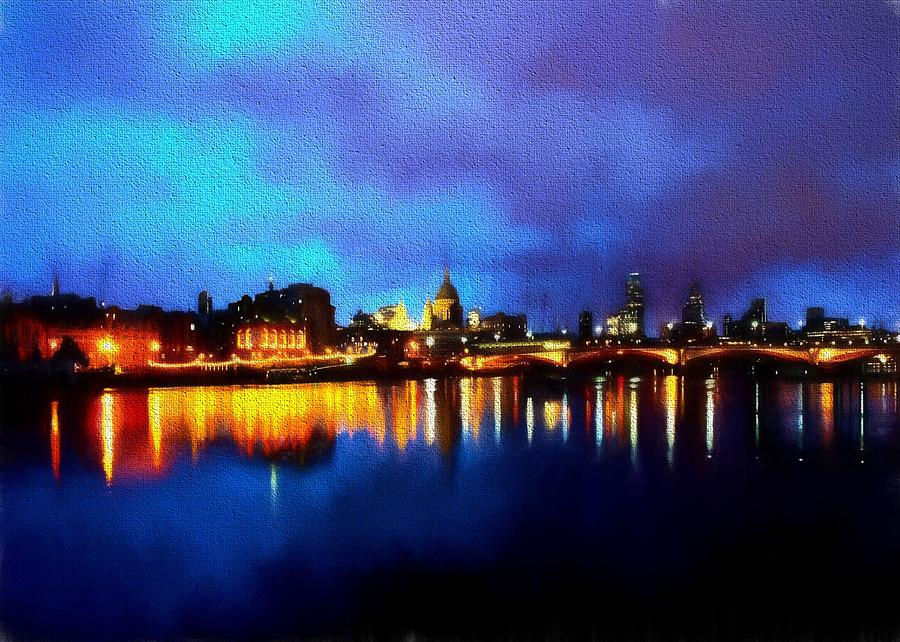 London Skyline at Night Digital Art by Charmaine Zoe