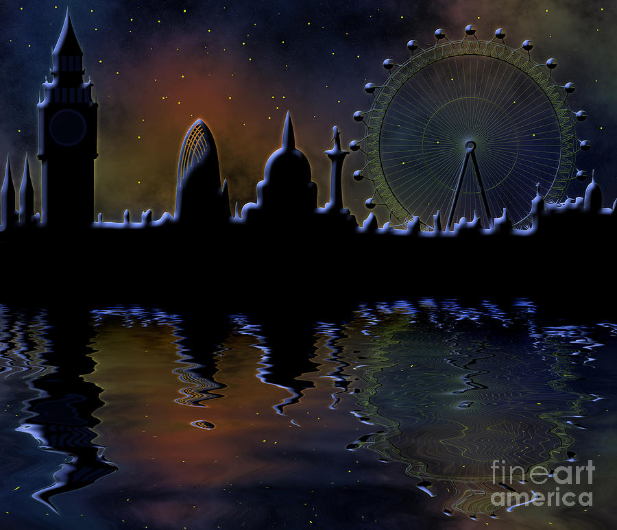 London skyline at night Digital Art by Michal Boubin