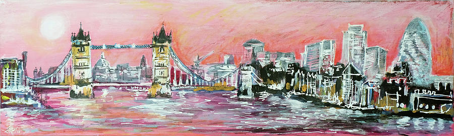 London Skyline Painting by Laura Hol Art
