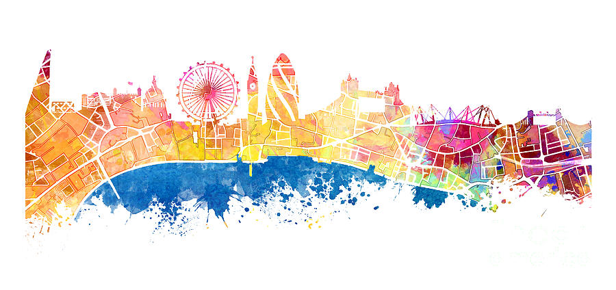 London skyline map city Tamiza Digital Art by Justyna Jaszke JBJart