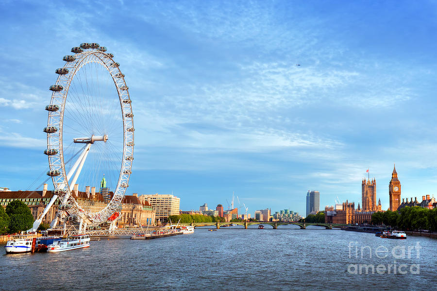 London The Uk Skyline Big Ben London Eye And River Thames English Symbols Photograph By Michal Bednarek