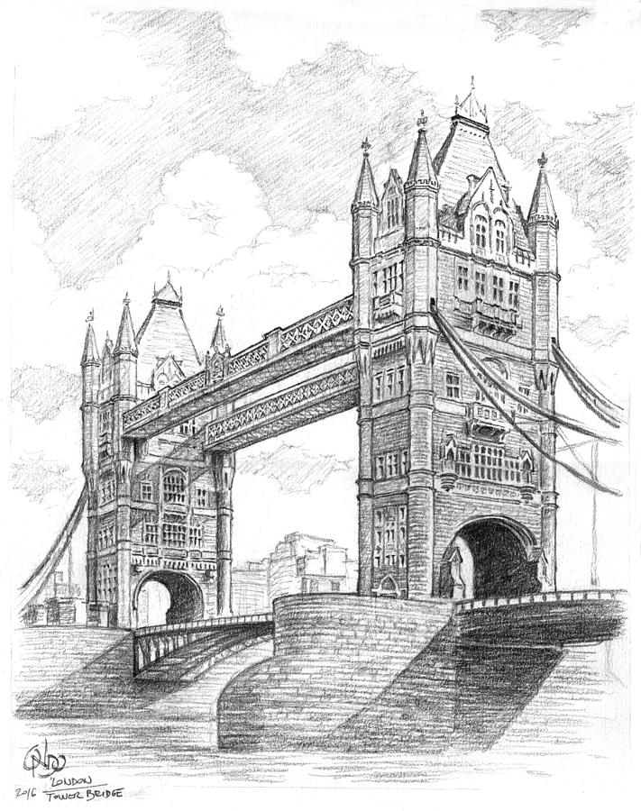 London Tower Bridge Drawing by Vlado Ondo