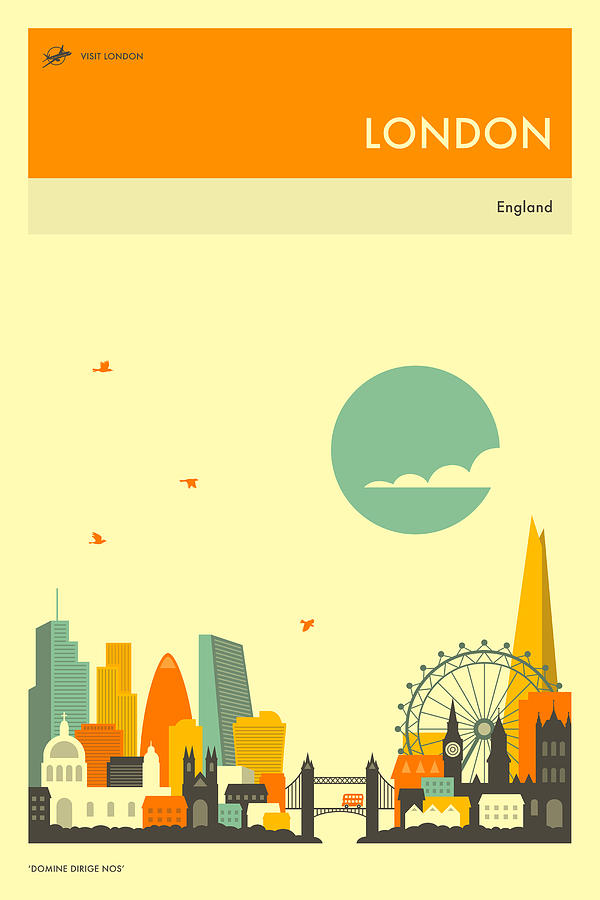 London Digital Art - London Travel Poster by Jazzberry Blue