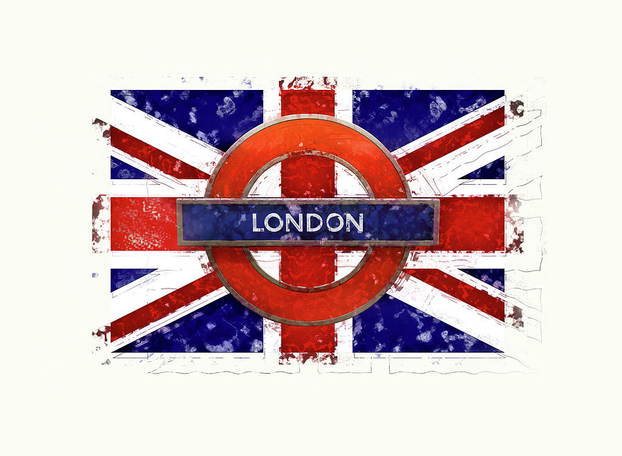 London, UK, British Flag, Tube Sign - Grunge Illustration, Street Art ...