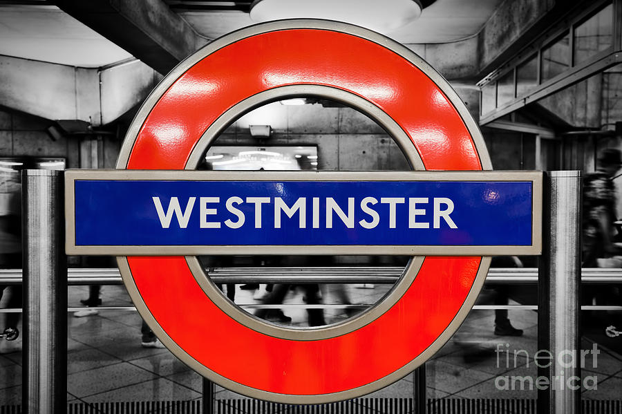 London Photograph - London underground sign of Westminster station by Michal Bednarek
