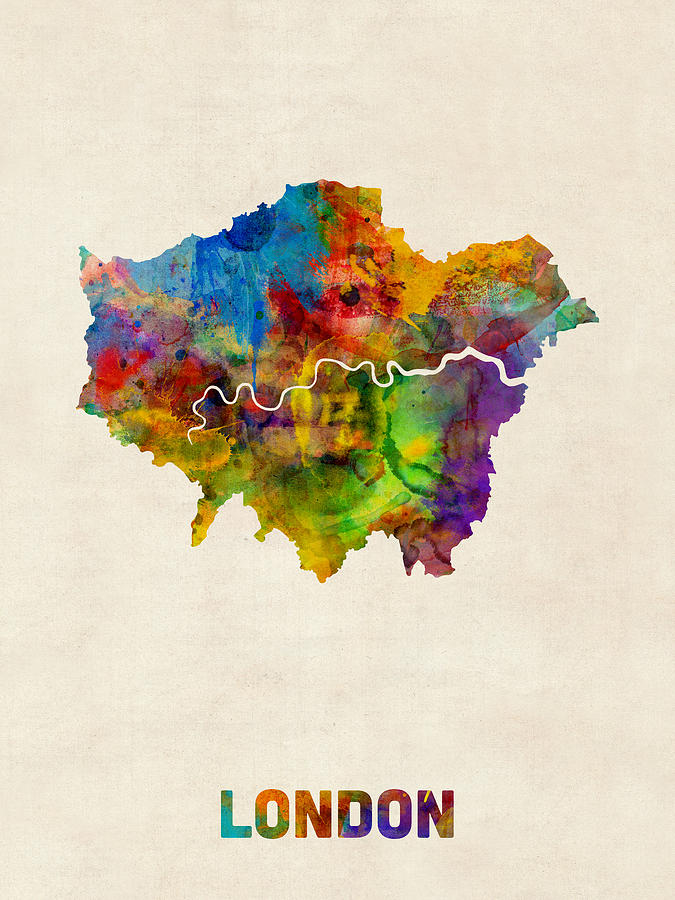 London Watercolor Map Digital Art by Michael Tompsett
