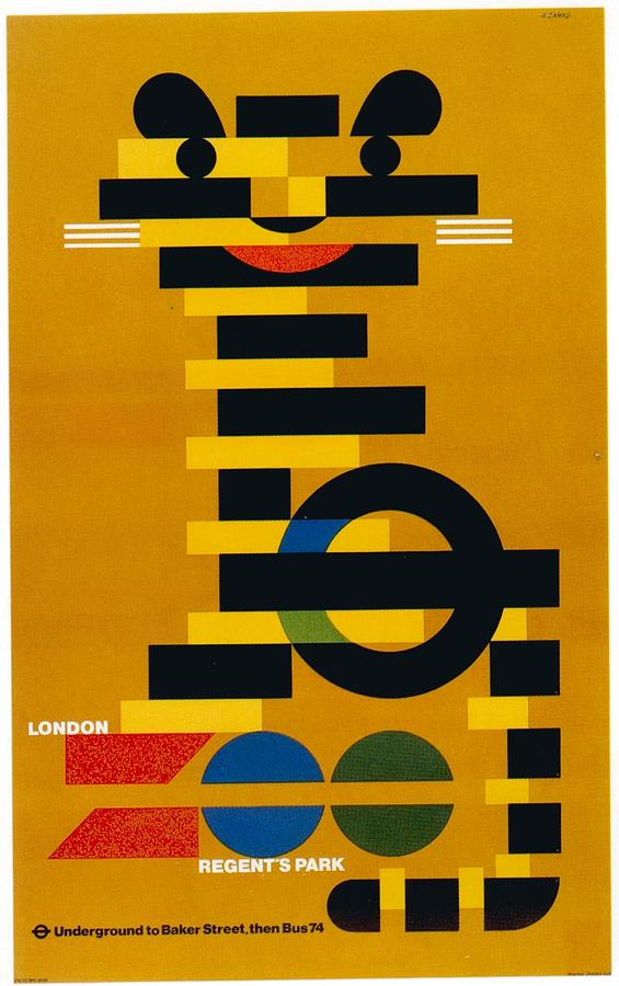 London Zoo, Regents Park - London Underground, London Metro - Retro Travel Poster - Vintage Poster Mixed Media