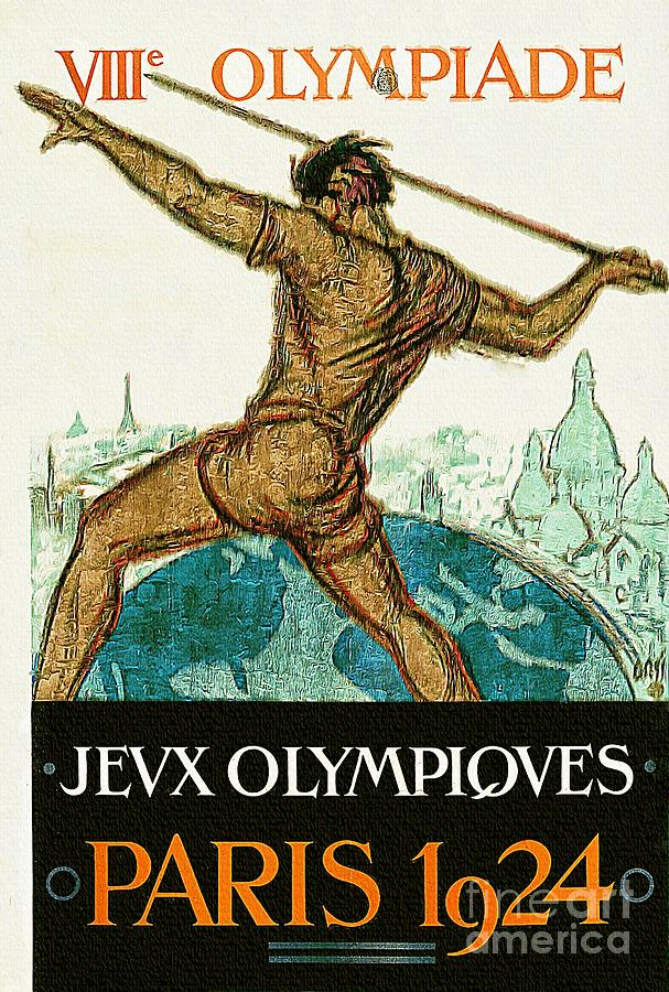 Paris Olympics 1924 Vintage Poster Painting by Ian Gledhill