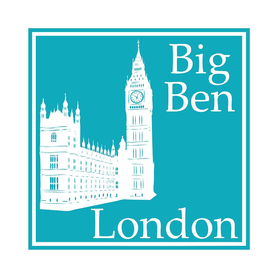 Big Ben Digital Art - Londons Big Ben in Robins Egg Blue by Custom Home Fashions