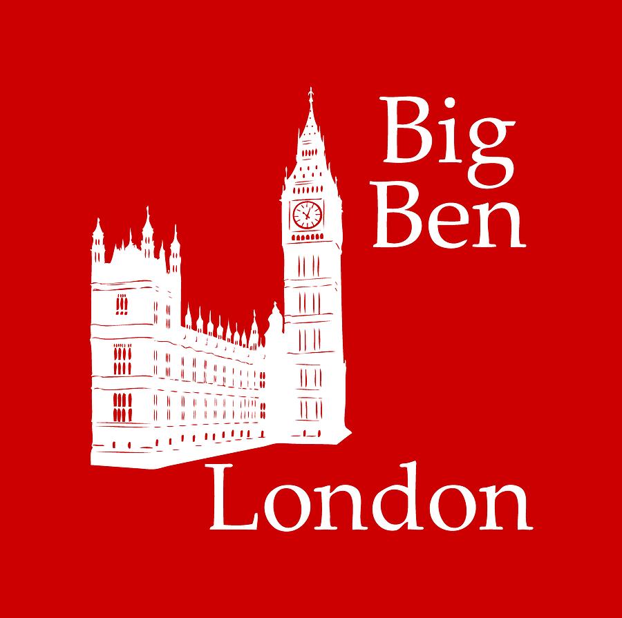 Big Ben Digital Art - Londons Big Ben In White - Frameless by Custom Home Fashions