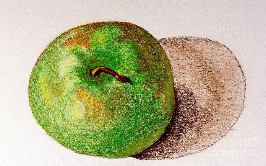 Lone Apple Drawing by Sheron Petrie