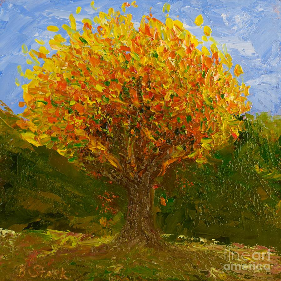 Lone Autumn Tree Painting by Barrie Stark