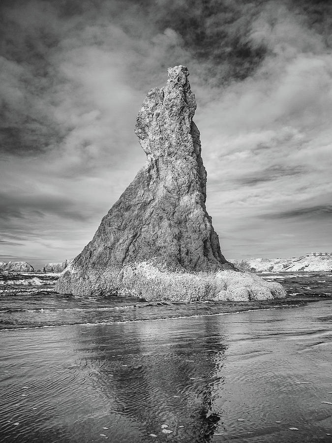 Lone Bandon Spire in Infrared Photograph by Greg Nyquist
