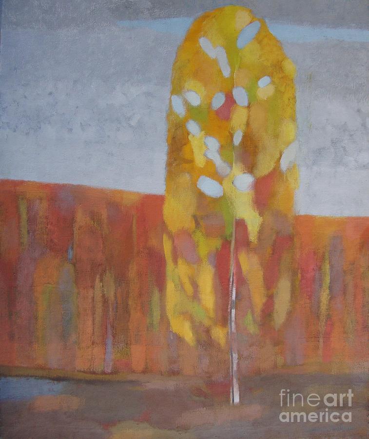 Red Painting - Lone Birch Tree by Ludmila Kalinina Red Painting - Lone Birch Tree by Ludmila Kalinina