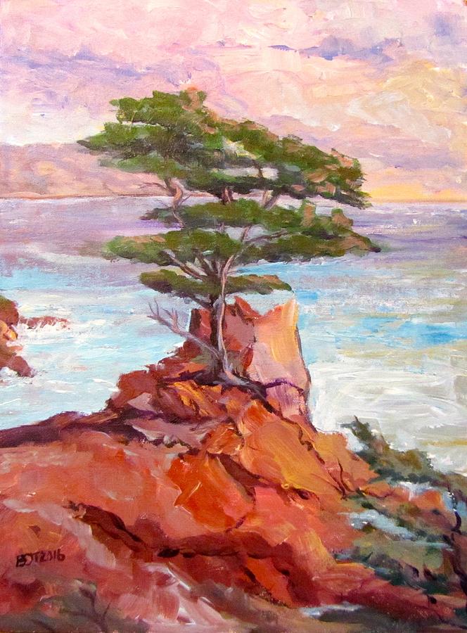 Lone Cypress Painting by Barbara OToole