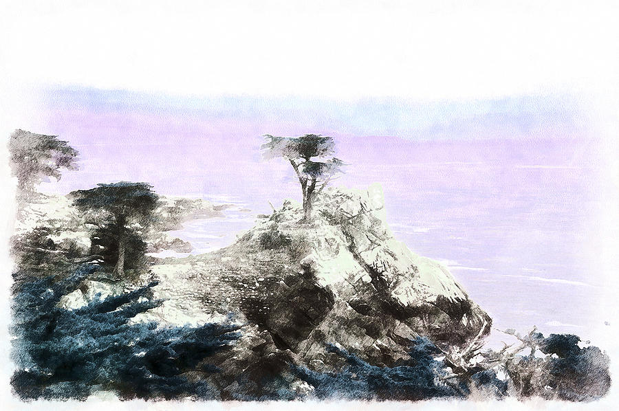 Lone Cypress Monterey Painting by Viktor Savchenko