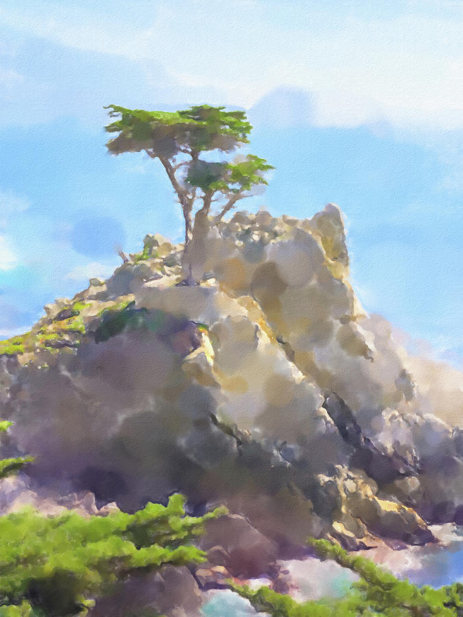 Lone Cypress painting Painting by Lutz Baar