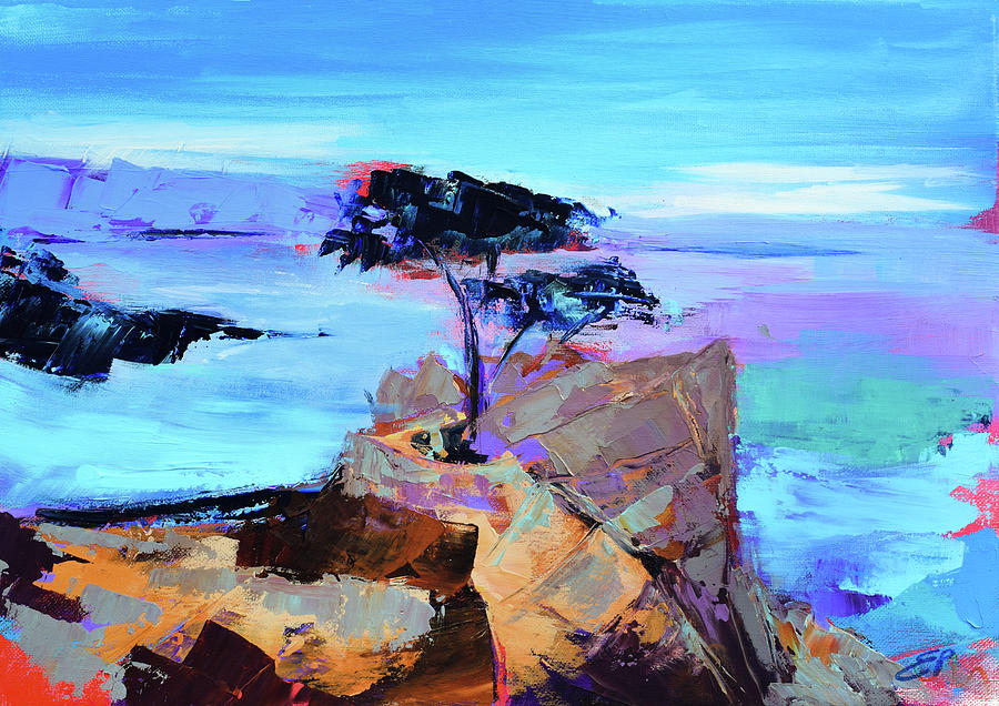 Lone Cypress - California Painting by Elise Palmigiani