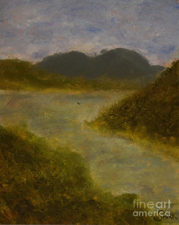 Lone Duck in River Painting by Barrie Stark