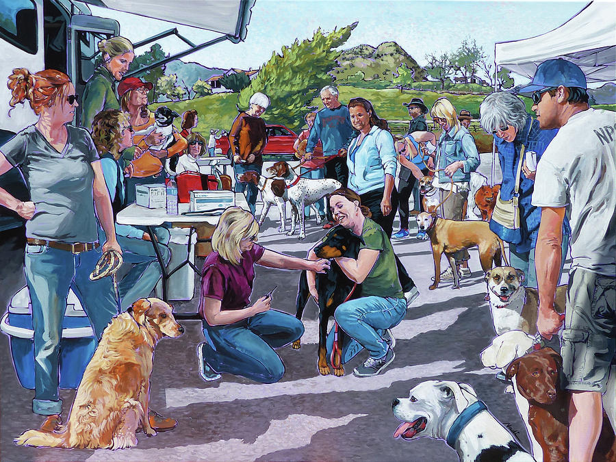 Dog Painting - Lone Oak Vaccine Clinic by Nadi Spencer