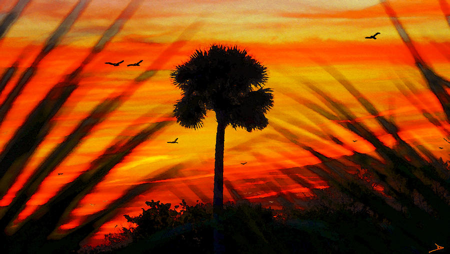 Lone Palm Florida Painting by David Lee Thompson