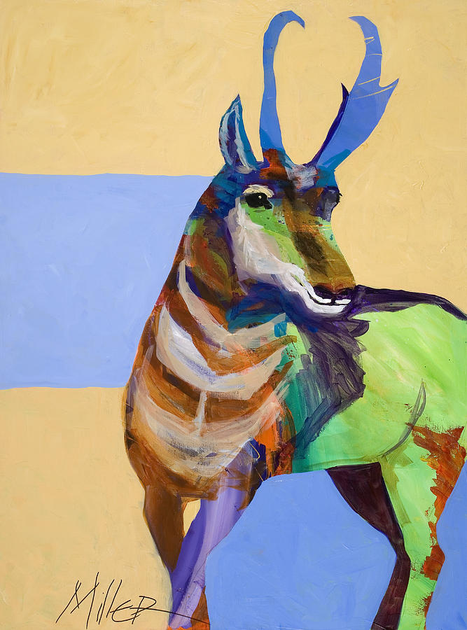 Wildlife Painting - Lone Pronghorn by Tracy Miller
