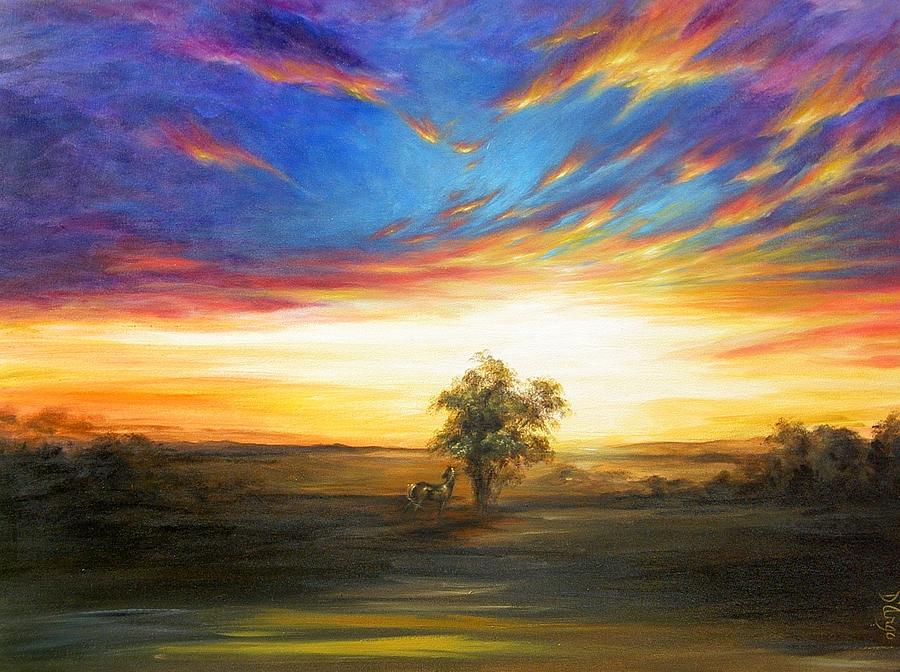 Sunset Painting - Lone Ranger by Dina Dargo