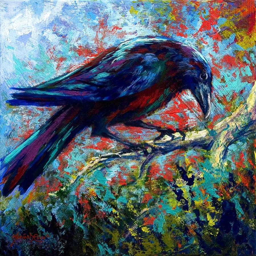 Crows Painting - Lone Raven by Marion Rose