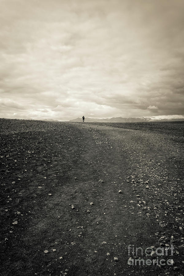 Lone Remote Hiker Iceland Photograph by Edward Fielding