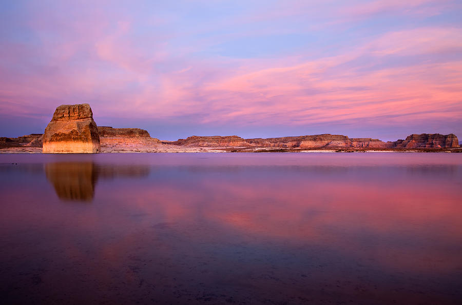 Lone Rock Sunset Photograph by Mike Dawson