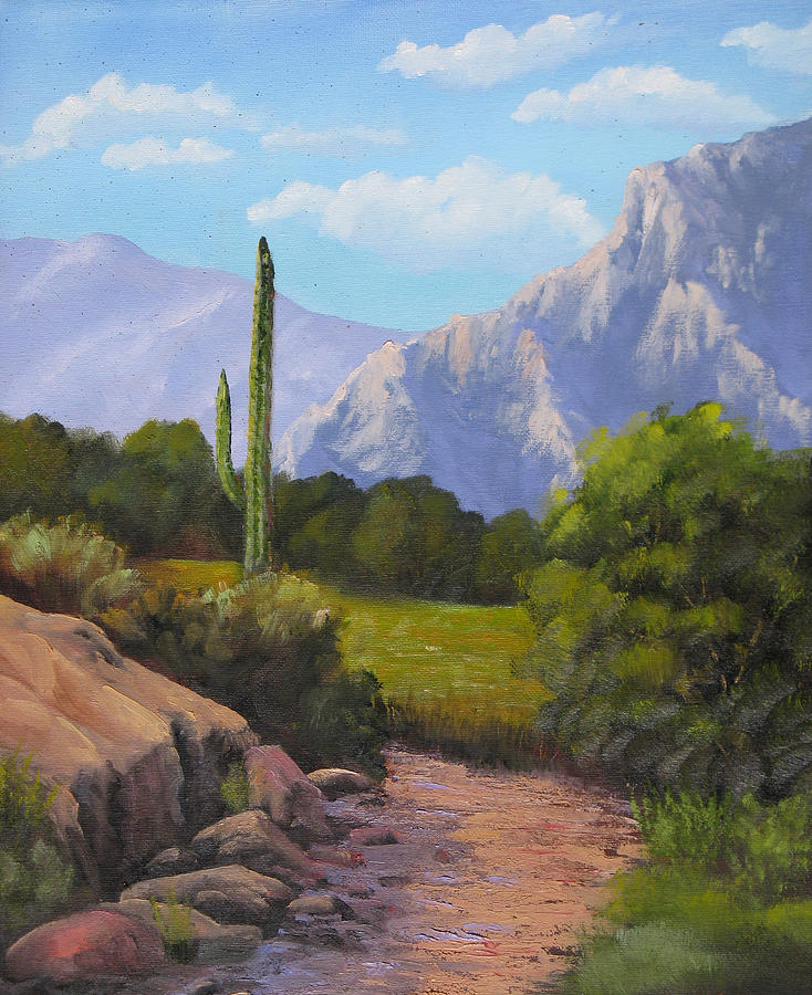 Lone Saguaro Painting by Jan Rooney - Fine Art America