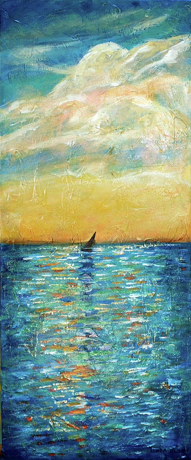 lone sailboat artwork