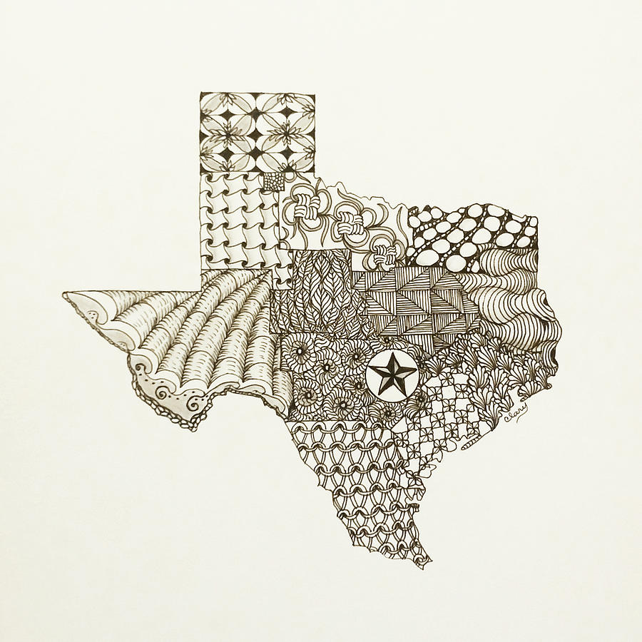 Lone Star State Drawing by Linda Clary